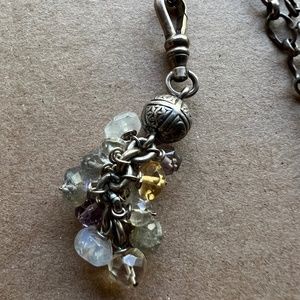 Alana Leigh Sterling Silver Necklace with Gemstone Charm Cluster